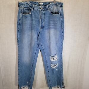 Good American Jeans Womens Plus 16 38x30 Light Denim Stretch Distressed Button